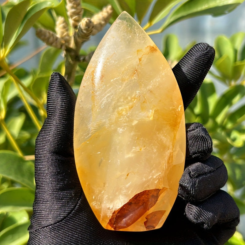 Natural Yellow gum flower ornament Heal ing Gemstone Home Decor