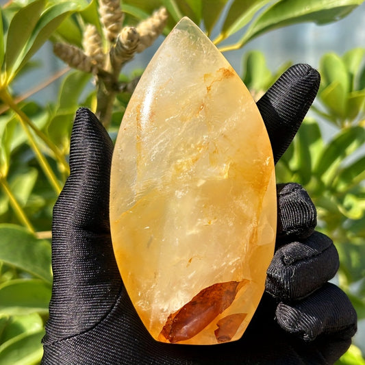 Natural Yellow gum flower ornament Heal ing Gemstone Home Decor