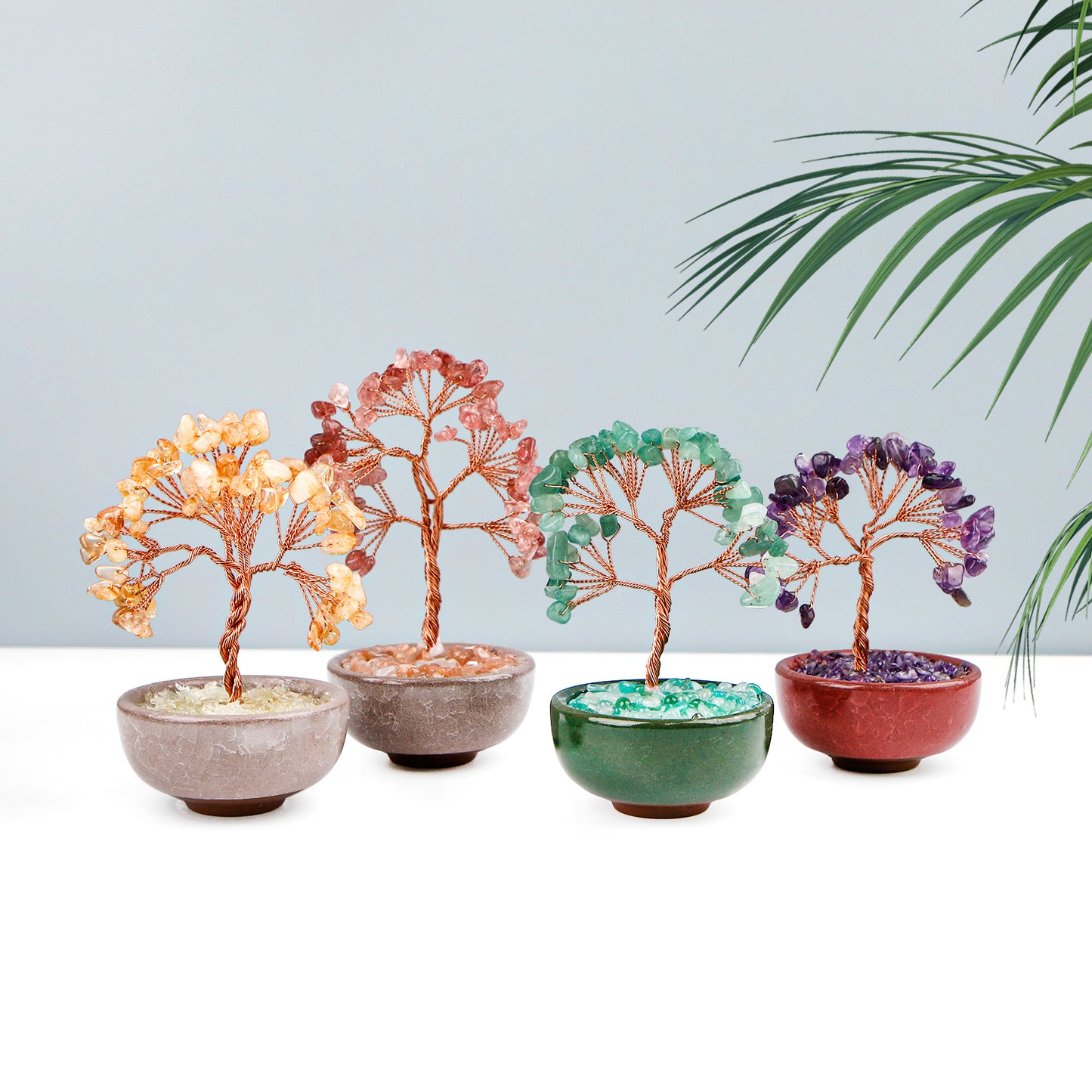 Natural Crystal ornament wealth tree Heal ing Gemstone Home Decor