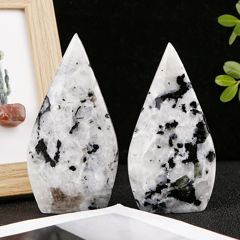 Black dot white moonlight stone ornament