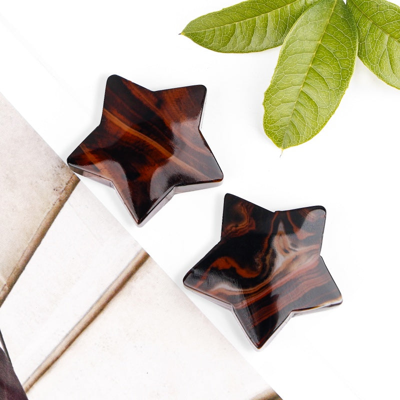 Natural Black and red wrapped agate star Heal ing Gemstone Home Decor