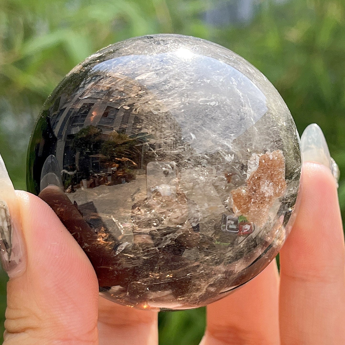 Natural Tea crystal ball Heal ing Gemstone Home Decor