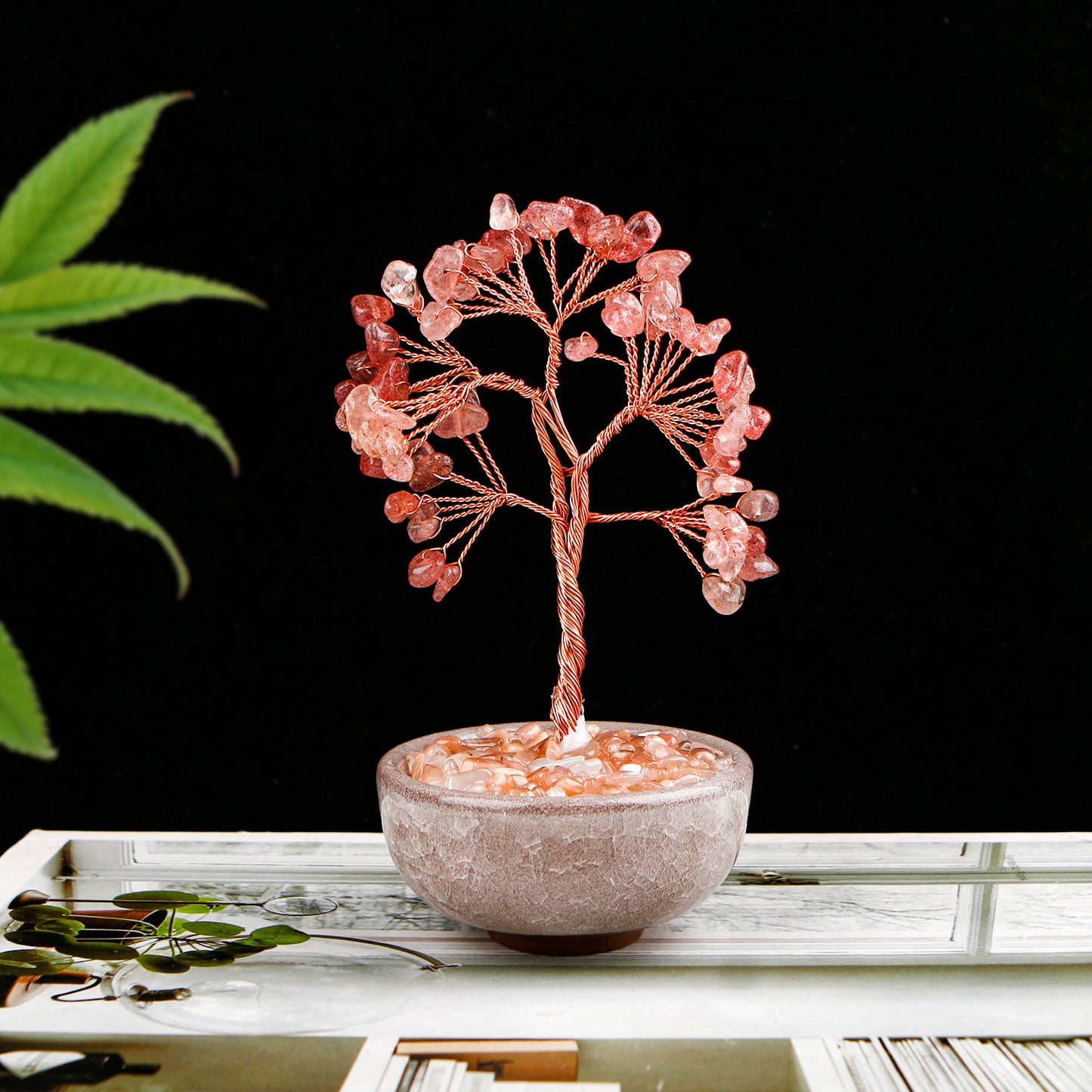Natural Crystal ornament wealth tree Heal ing Gemstone Home Decor