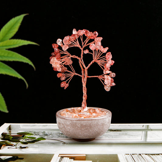 Natural Crystal ornament wealth tree Heal ing Gemstone Home Decor