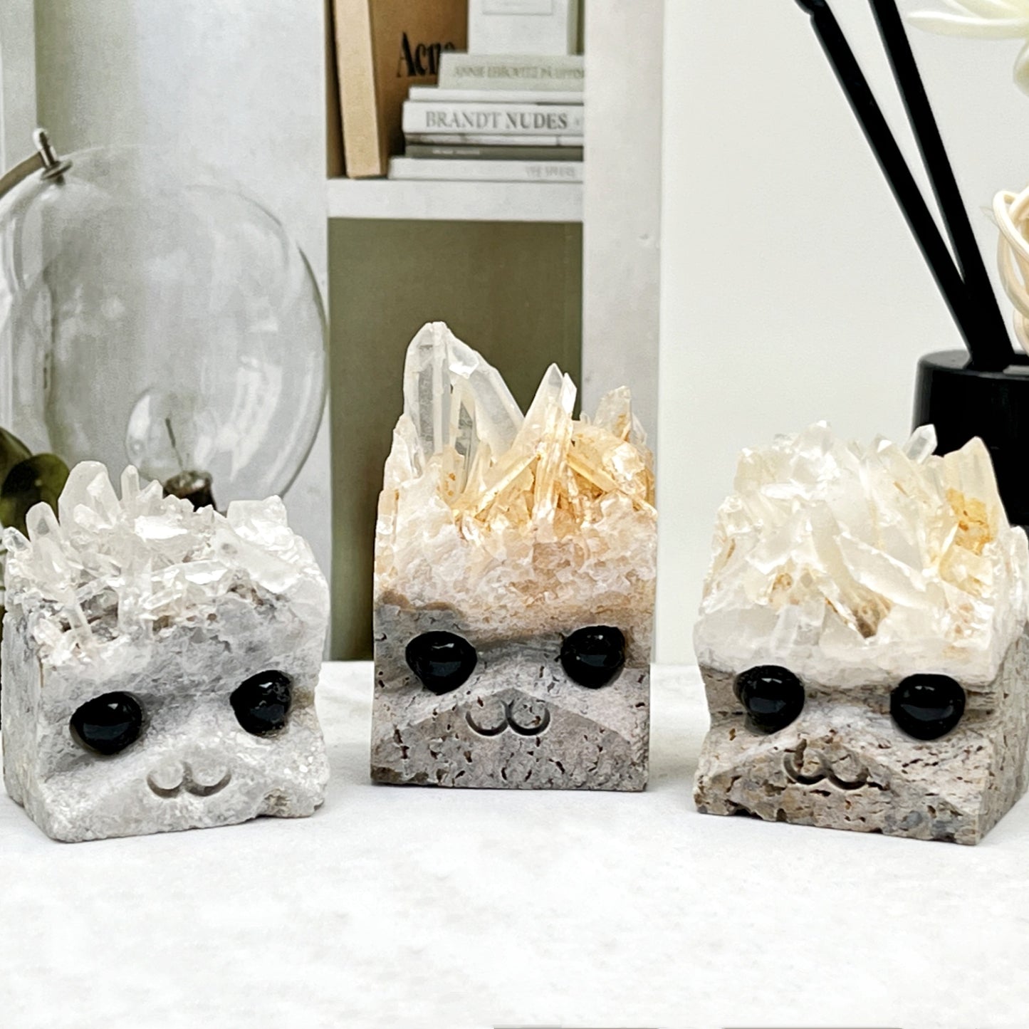 Natural Crystal cluster hedgehog carving piece Heal ing Gemstone Home Decor