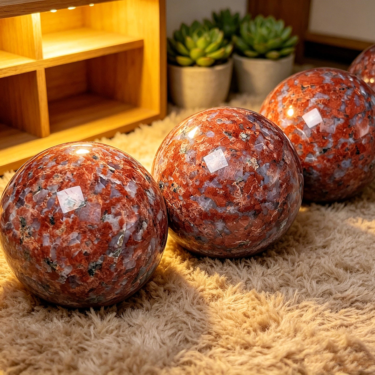 Natural Red violet ball Heal ing Gemstone Home Decor
