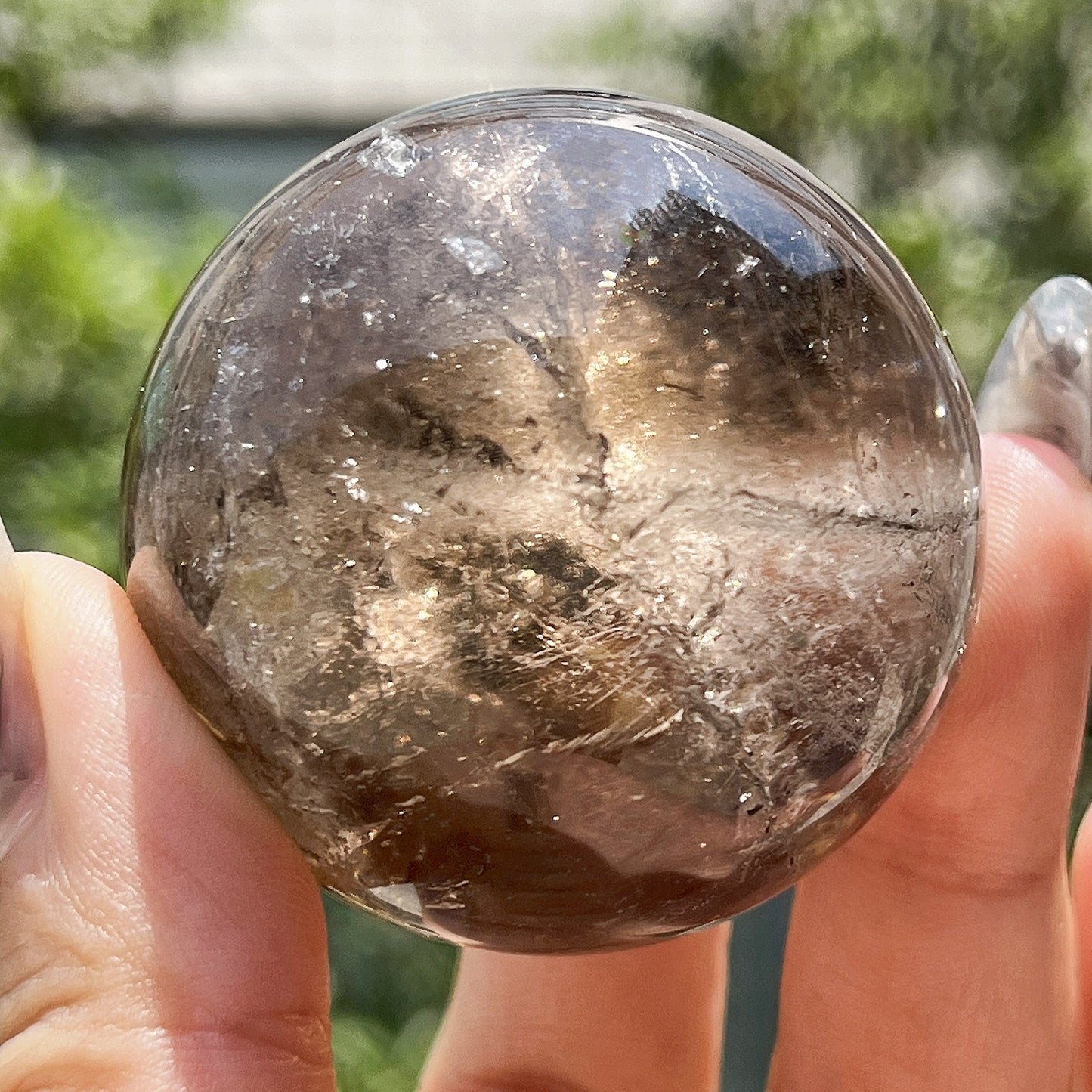 Natural Tea crystal ball Heal ing Gemstone Home Decor