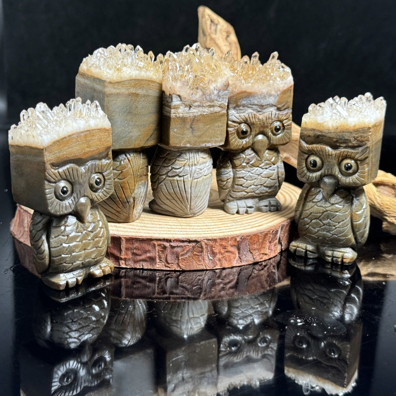 Natural Crystal cluster carving hedgehog Heal ing Gemstone Home Decor