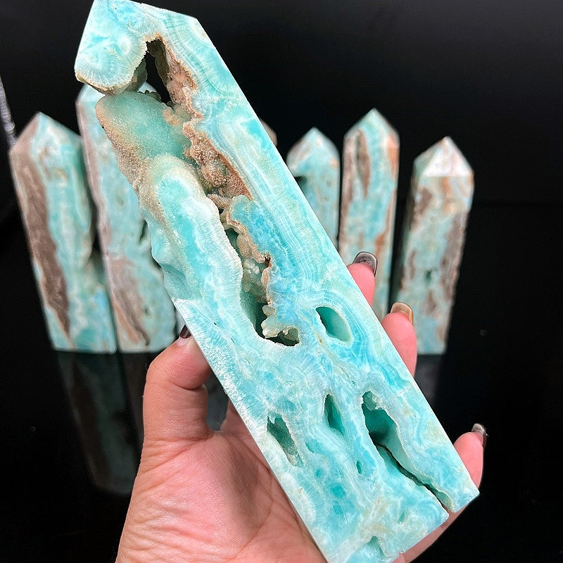 Natural Blue Extreme Stone Pillar Heal ing Gemstone Home Decor