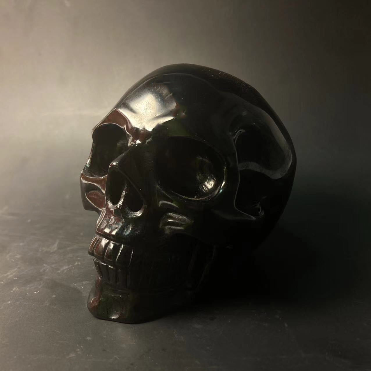 RoseQuartz&BlackObsidian Skull